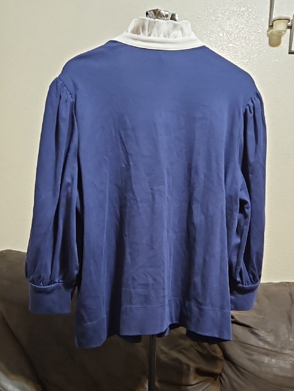 crown & ivy Navy Blouse with White Ruffle Collar - Picture 4 of 8